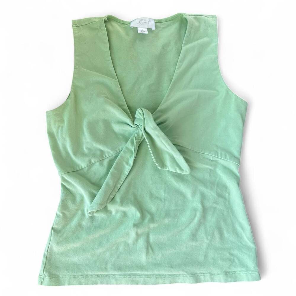 Y2K LOFT Lime Green Tie‑Front Sleeveless Top – Size S